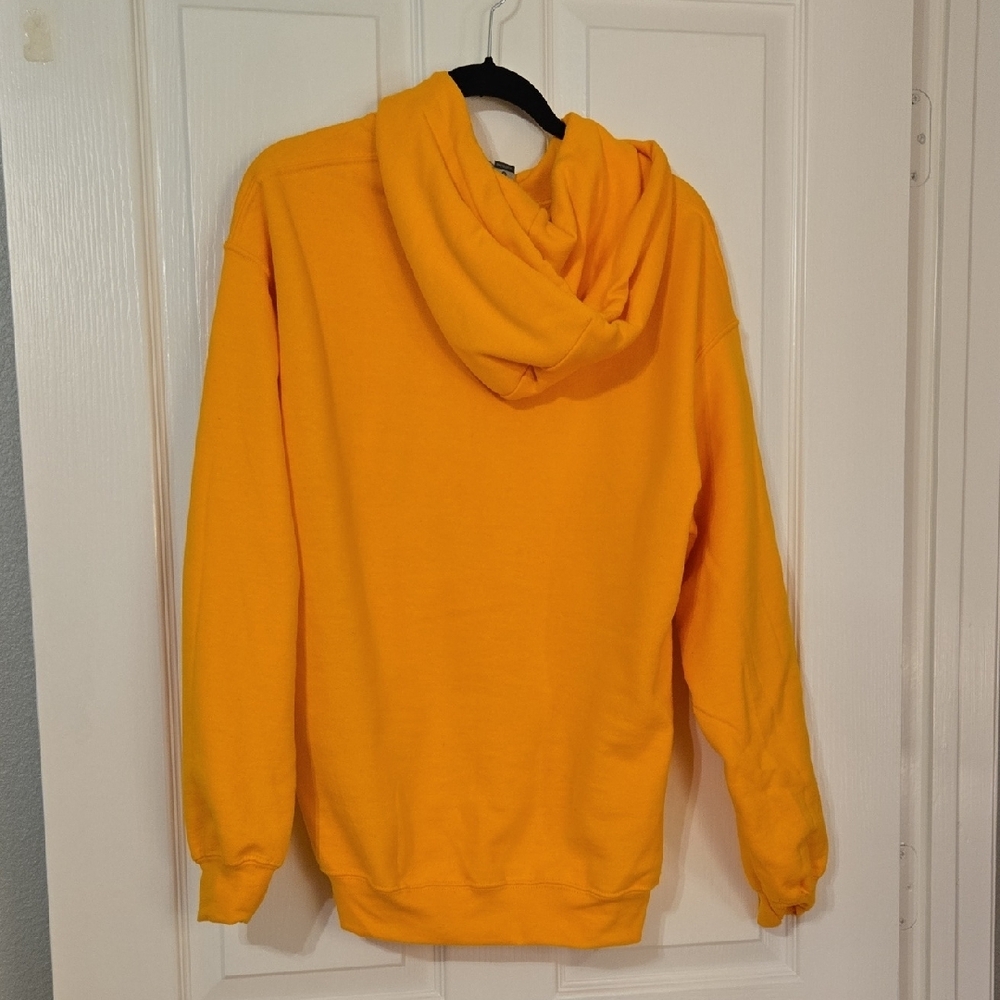 Gildan Yellow Hoodie with Blue and Red Design Alice In Wonderland - Picture 2 of 6